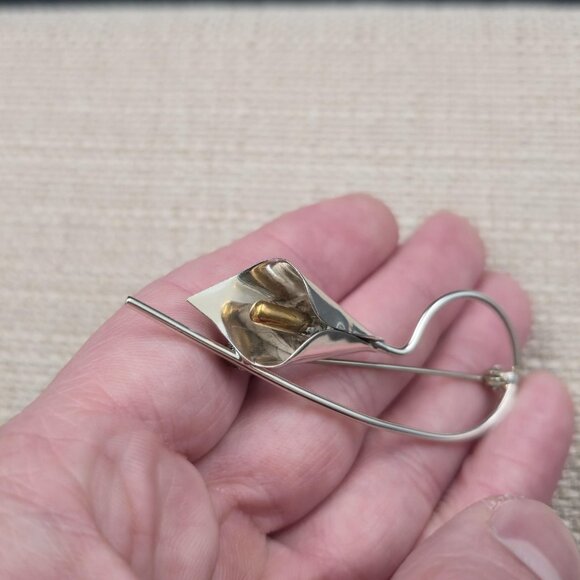 Sterling Silver Calla Lily Flower Pin Brooch B990 - Picture 3 of 7